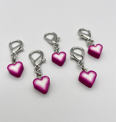 Heart Shaped Stitch Markers JUMBO Clasp - pack of 5