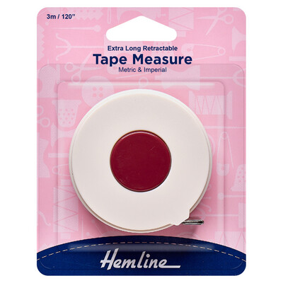 Hemline Retractable Tape Measure: 300cm