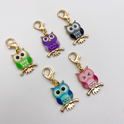 Enamel Owls Stitch Markers - pack of 5