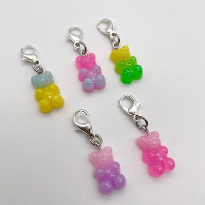 Resin Glitter Jelly Bears Stitch Markers - pack of 5
