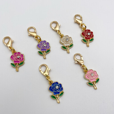 Enamel Rose Stitch Markers - pack of 5