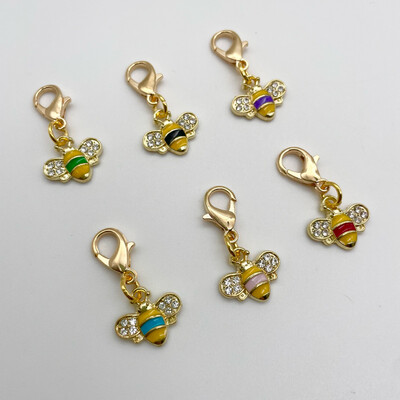 Enamel Sparkly Bee Stitch Markers - pack of 5