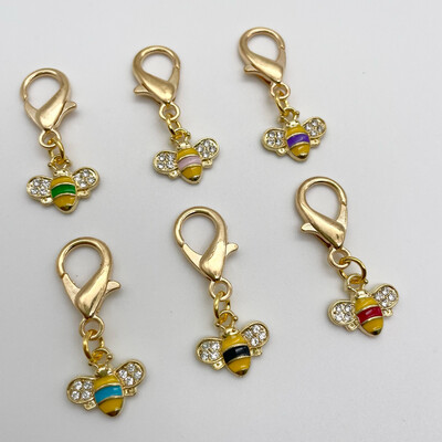 Enamel Sparkly Bee Stitch Markers - JUMBO Clasp