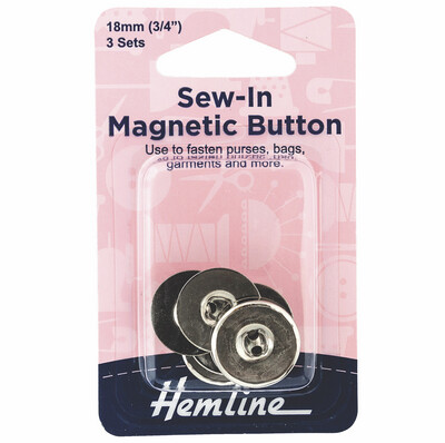 Magnetic Bag Closure: Sew In: 18mm Nickel