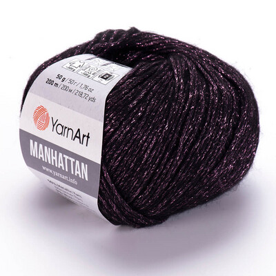 YarnArt Manhattan 906 - Black Purple Glitter