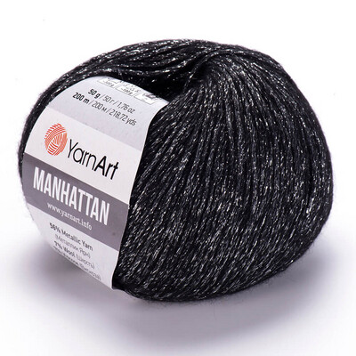 YarnArt Manhattan 915 - Black Silver Glitter