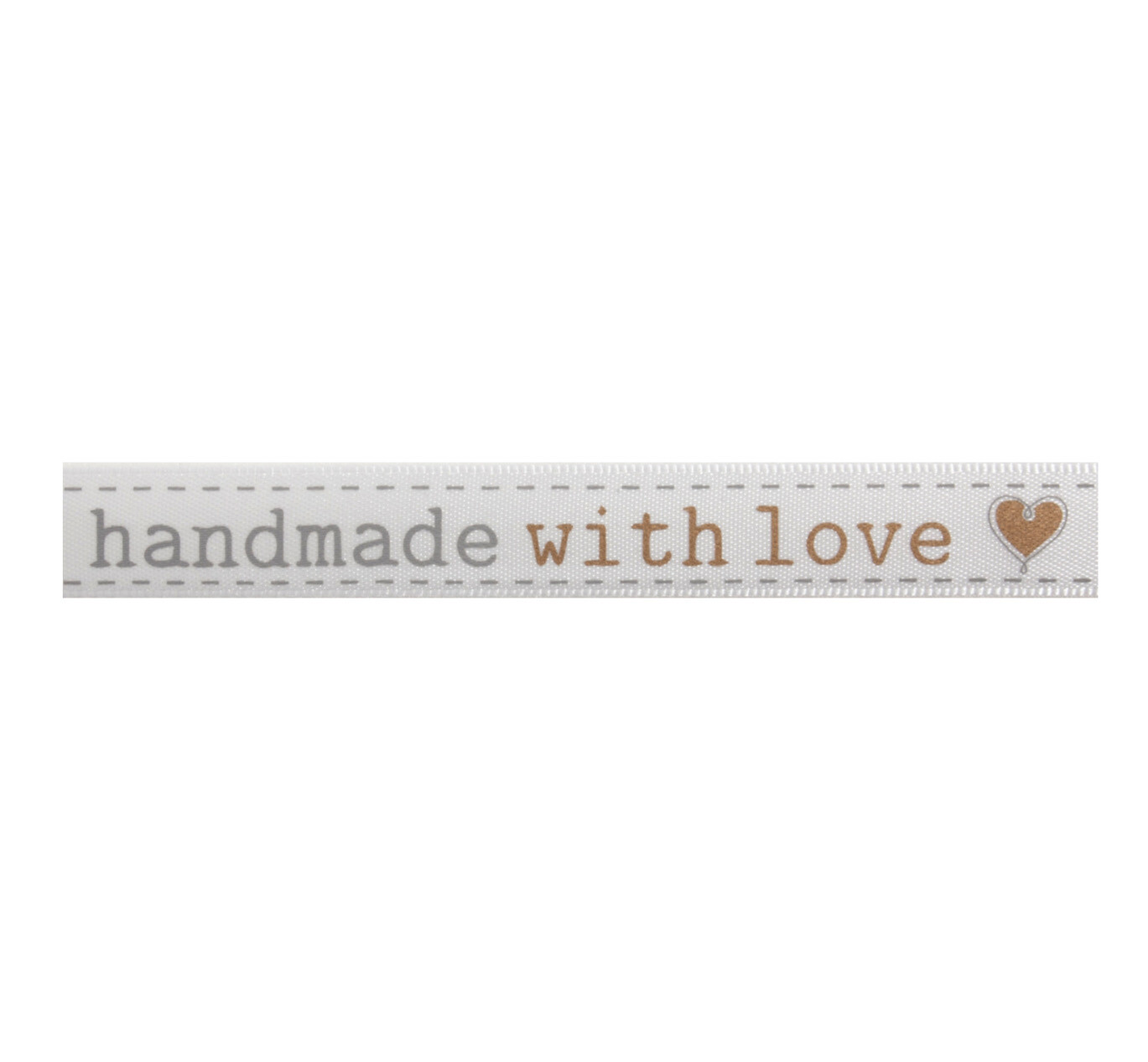 Ribbon: Satin: Handmade with Love: Gold & Light Grey