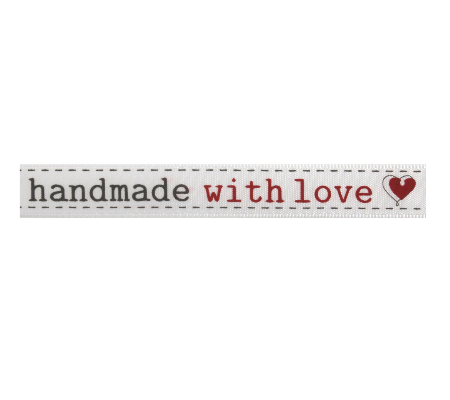 Ribbon: Satin: Handmade with Love: Red & Grey