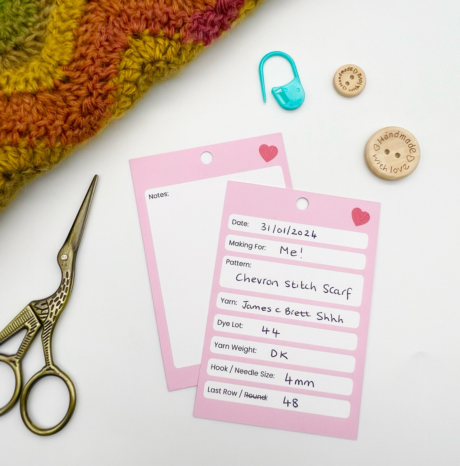 Crochet & Knitting Work in Progress WIP Cards - Pink
