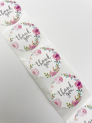 Rose Thank You Stickers Labels - 25 per pack