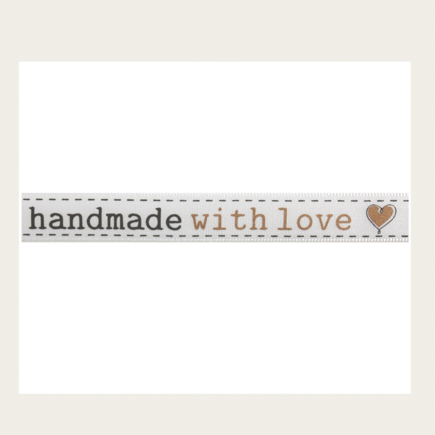 Ribbon: Satin: Handmade with Love: Gold & Grey