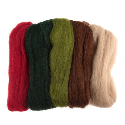 Natural Wool Roving: Assorted Christmas