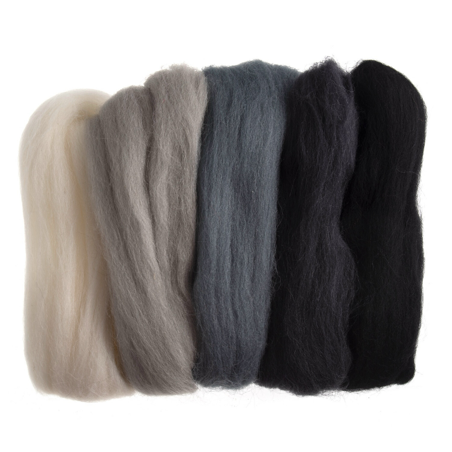 Natural Wool Roving: Assorted Monochrome