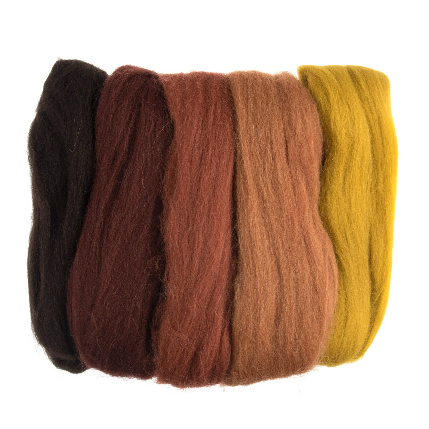 Natural Wool Roving: Assorted Browns