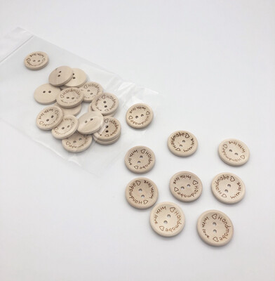Wooden Buttons with Handmade With Love - Large (10 pcs)