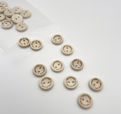 Wooden Buttons with Handmade - Small (10 pcs)