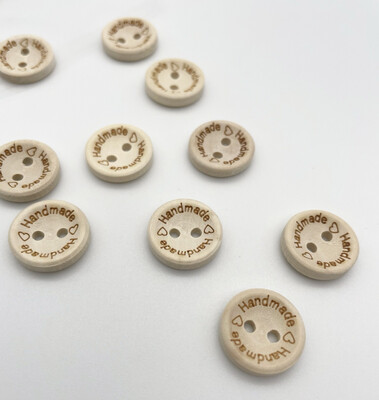 Wooden Buttons with Handmade - Small (25 pcs)
