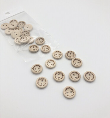 Wooden Buttons with Handmade With Love - Small (10 pcs)