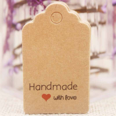 Handmade With Love Card Brown Tags - 10 per pack