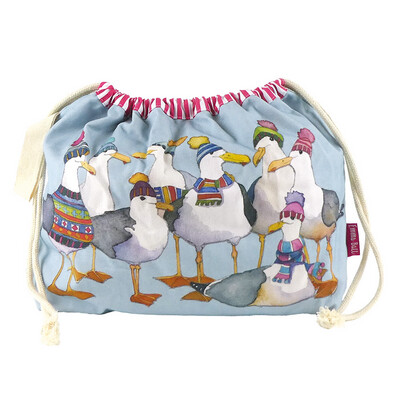 Emma Ball Drawstring Bag - Seagulls in Beanies