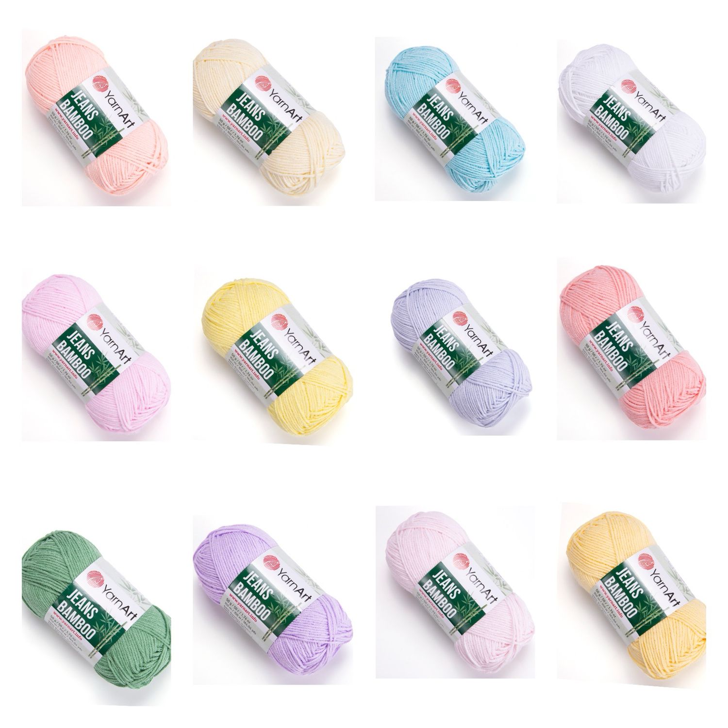 12 x YarnArt Jeans Bamboo Pastels Bundle