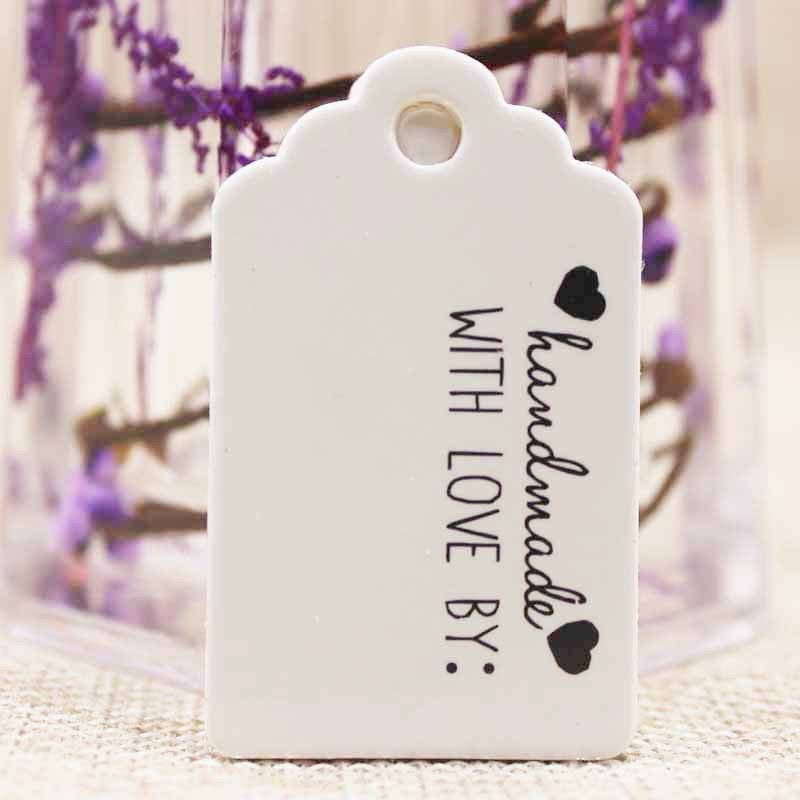 Handmade With Love By Tags - Black Text - 10 per pack