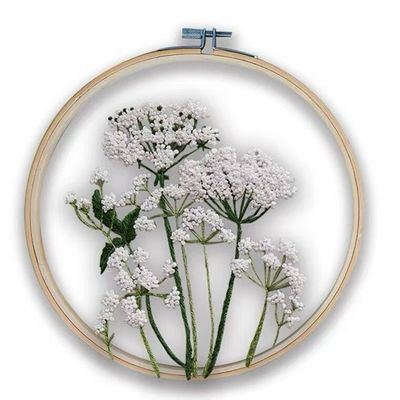 White Flowers Embroidery Kit