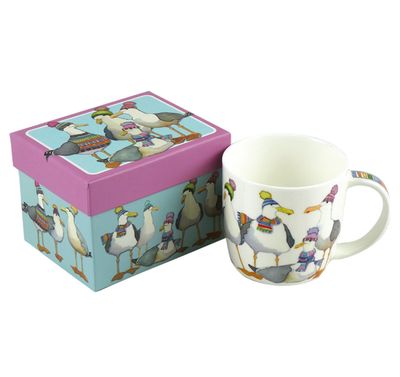 Emma Ball Seagulls in Beanies Boxed Mug
