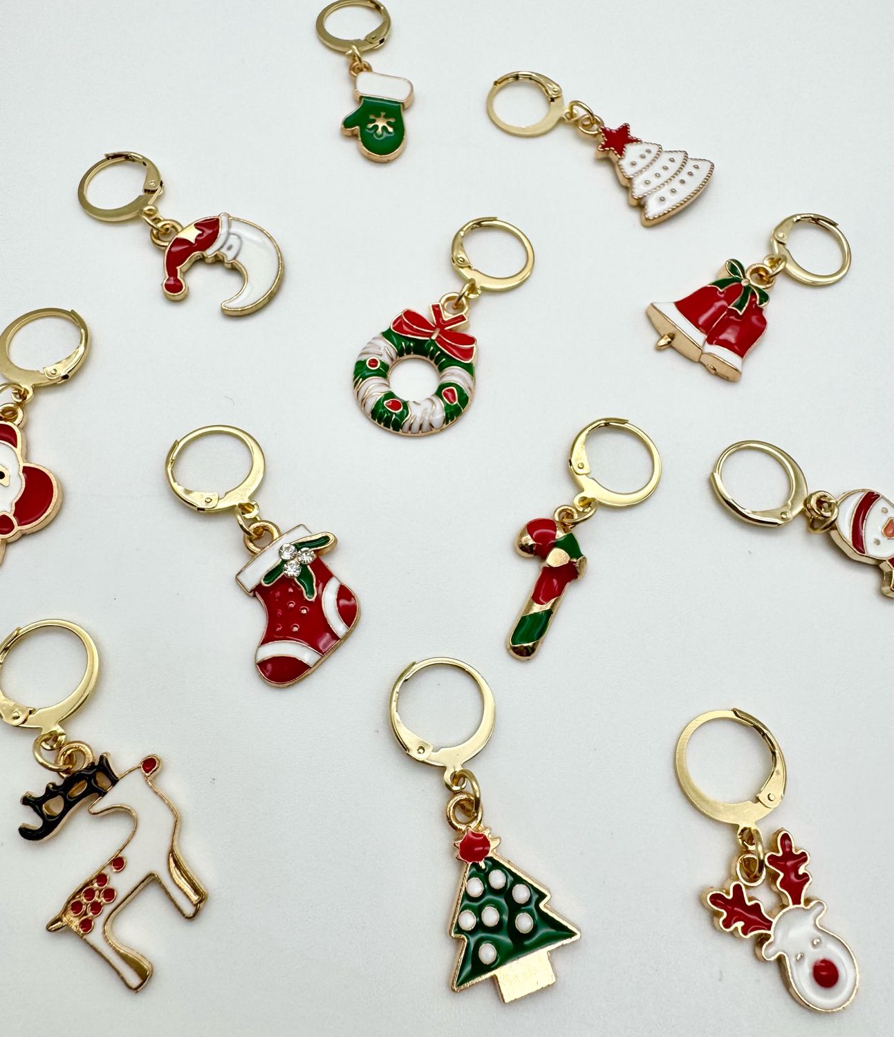 Christmas Enamel Stitch Markers - 5 pcs