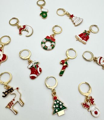 Christmas Enamel Stitch Markers - 5 pcs
