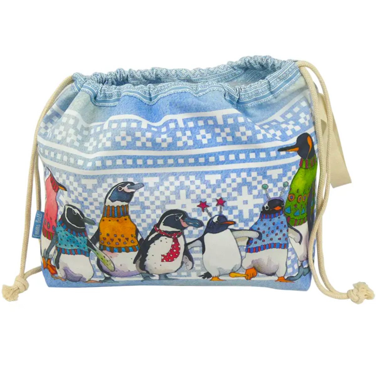 Emma Ball Drawstring Bag - Penguins in Pullovers