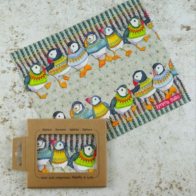 Emma Ball Lens Cloth - Woolly Puffins