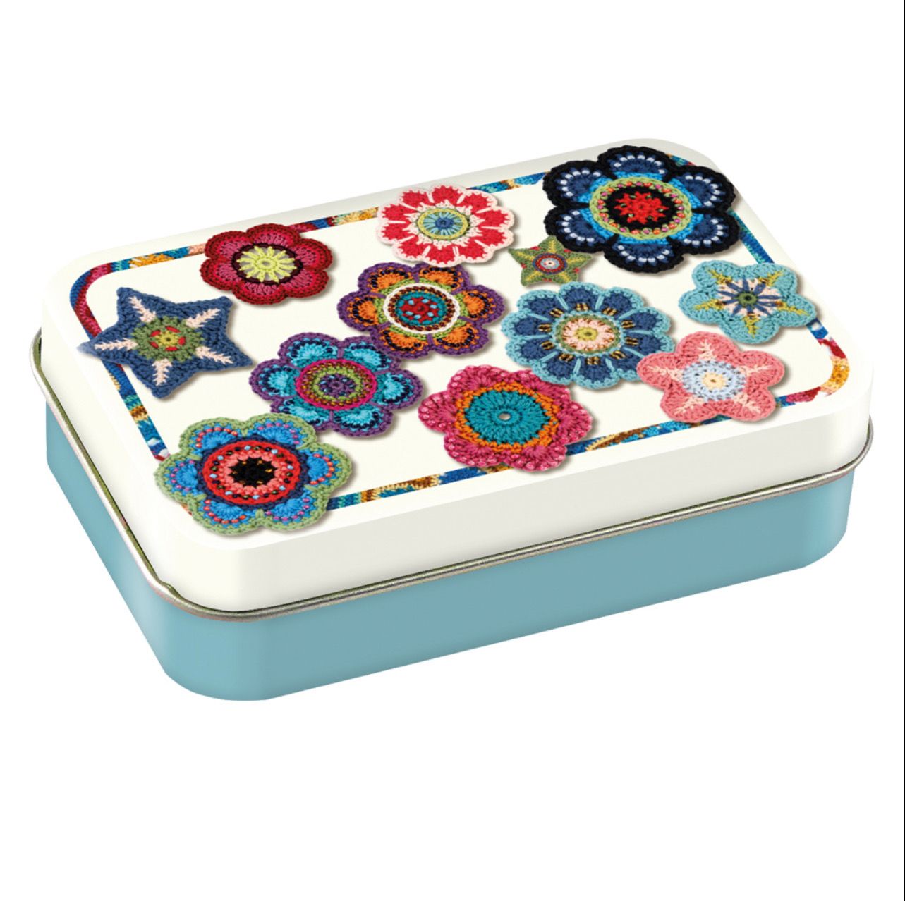 Emma Ball Rectangular Tin - Crochet Motifs