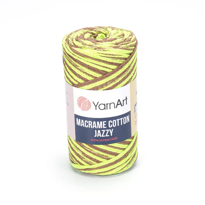 YarnArt Macrame Cotton Jazzy 1204 - Neon Yellow / Brown