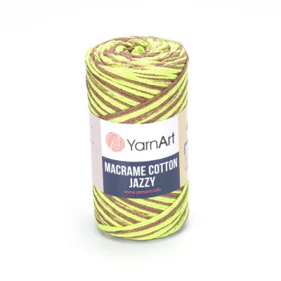 YarnArt Macrame Cotton Jazzy 1204 - Neon Yellow / Brown