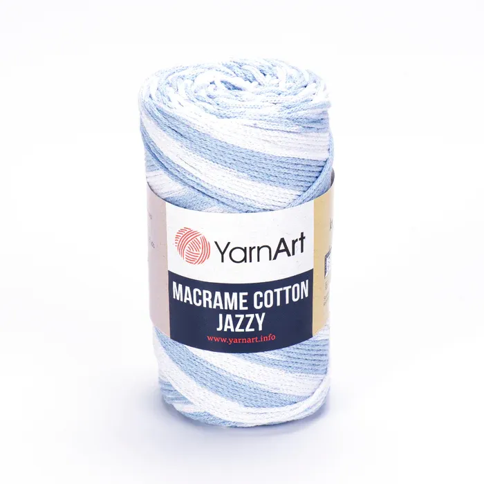 YarnArt Macrame Cotton Jazzy 1222 - Light Blue / White