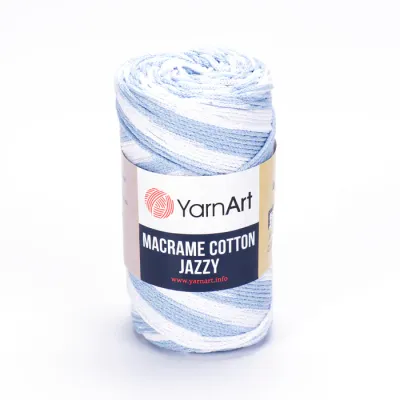 YarnArt Macrame Cotton Jazzy 1222 - Light Blue / White