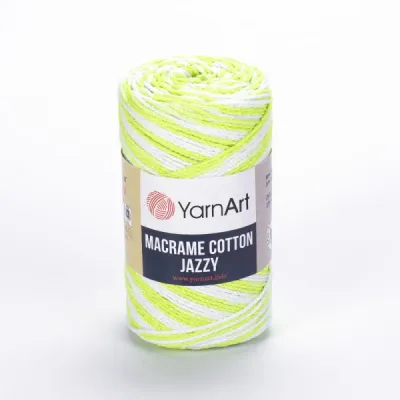 YarnArt Macrame Cotton Jazzy 1221 - Neon Yellow / White