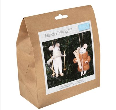 Trimits Needle Felting Kit - Winter Sports Mice Duo Trimits Needle Felting Kit - Winter Sports Mice Duo