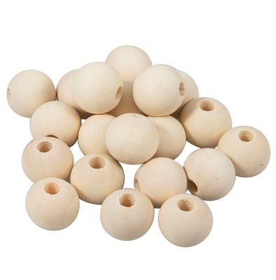 15mm Round Wooden Beads - Pack of 10