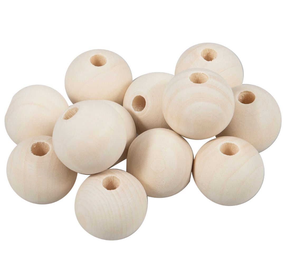 20mm Round Wooden Beads - Pack of 10