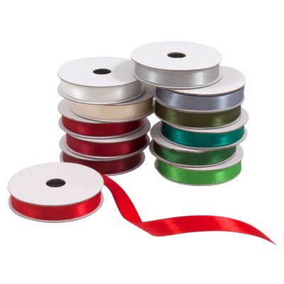 Festive Satin Ribbons: 2m x 10mm: 12 rolls Festive Satin Ribbons: 2m x 10mm: 12 rolls