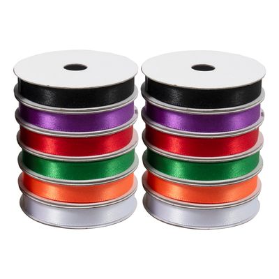 Halloween Satin Ribbons: 2m x 10mm: 12 rolls Halloween Satin Ribbons: 2m x 10mm: 12 rolls