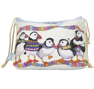 Emma Ball Drawstring Bag - Knitting Puffins Emma Ball Drawstring Bag - Knitting Puffins
