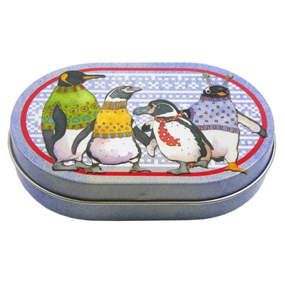 Emma Ball Oval Tin - Penguins in Pullovers Emma Ball Oval Tin - Penguins in Pullovers