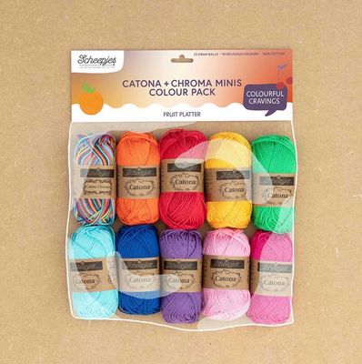 Scheepjes Catona and Chroma Pack 10x25g Fruit Platter Scheepjes Catona and Chroma Pack 10x25g Fruit Platter