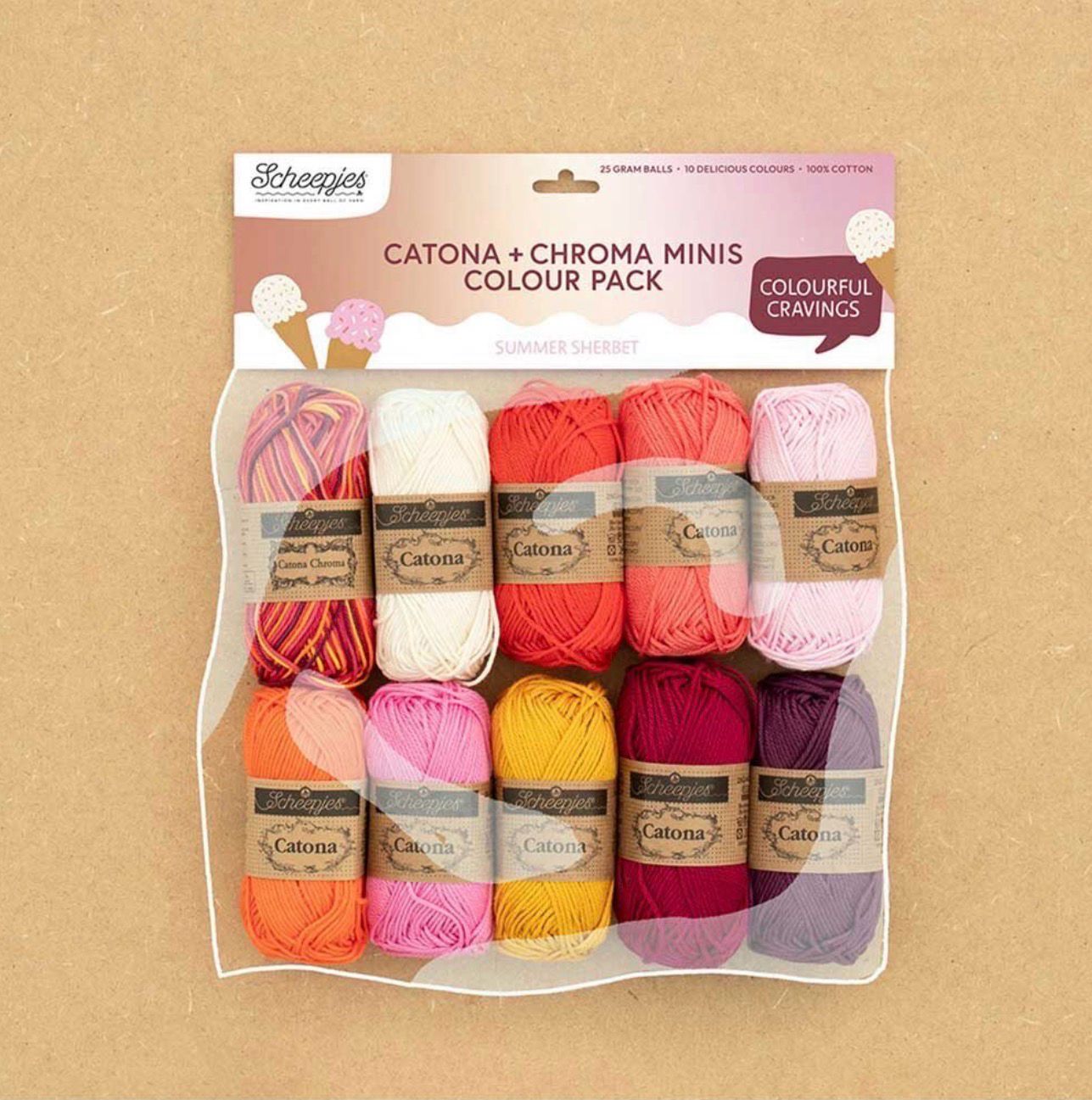 Scheepjes Catona and Chroma Pack 10x25g Summer Sherbet