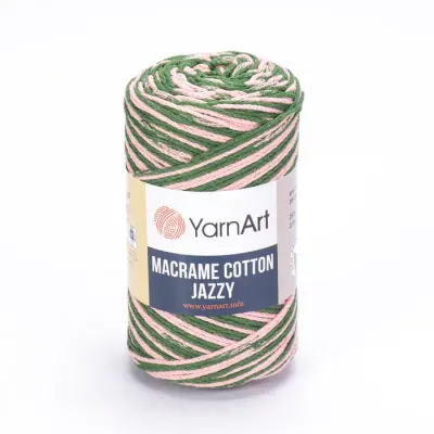 YarnArt Macrame Cotton Jazzy 1223 - Green / Pink