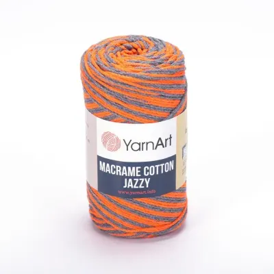 YarnArt Macrame Cotton Jazzy 1202- Orange / Grey