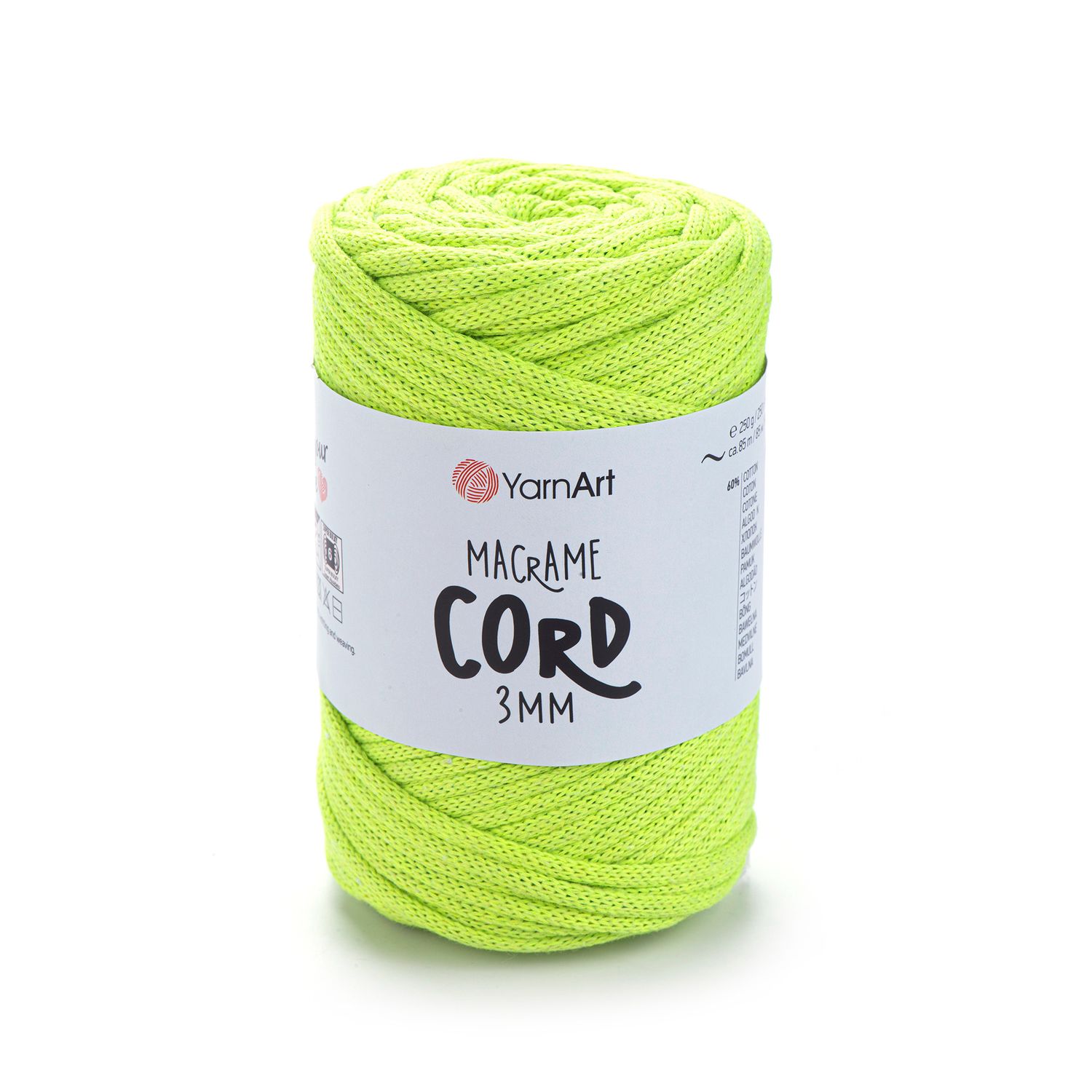 YarnArt Macrame Cord 3mm 801 - Neon Yellow